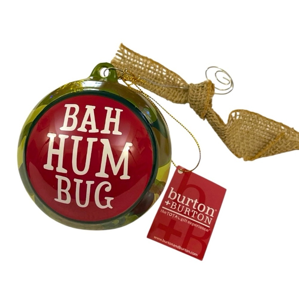 Burton+Burton Large Round “Bah Hum Bug” Camouflage Christmas Holiday Ornament